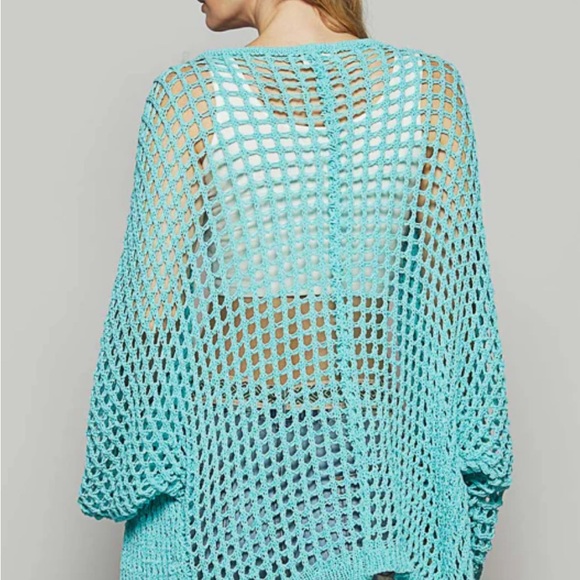 POL Aqua Crochet Open-Front Cardigan NWOT - Picture 2 of 4